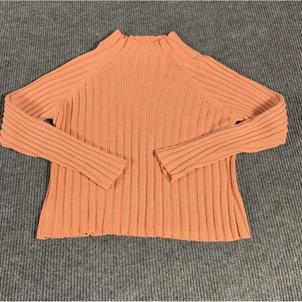 VTG Herman Geist Sweater Womens Extra Large XL Pink Ribbed Cotton Blend Mock